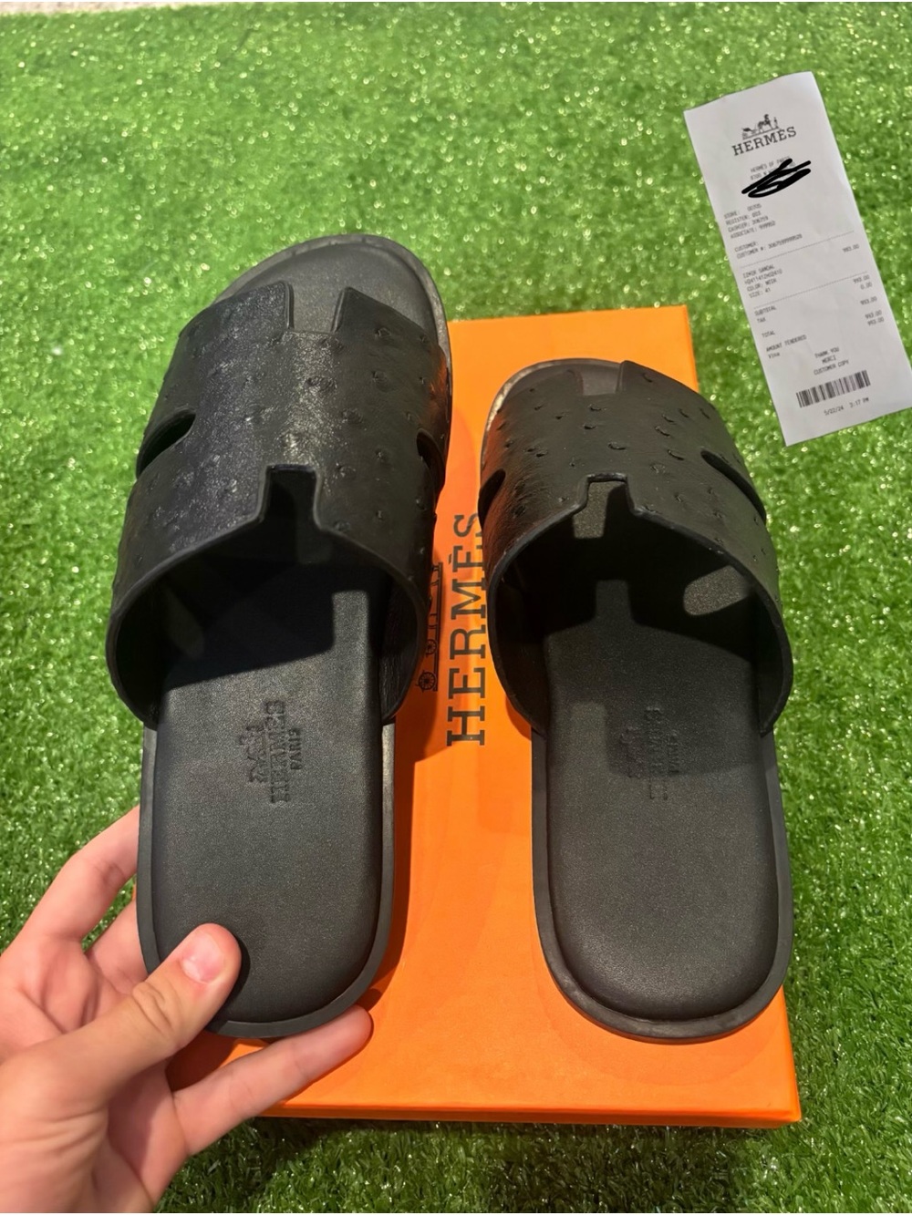 Hermes Black Slip-On Oran-Style Women’s Sandals
